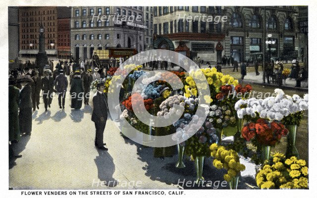 Flower Vendors on the Streets of San Francisco, California, 1921. Artist: Unknown