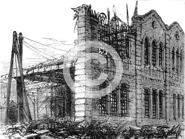 The Great Storm of Wind on Friday week: fallen gable at Shoreditch Goods Station, 1881. Creator: Unknown.