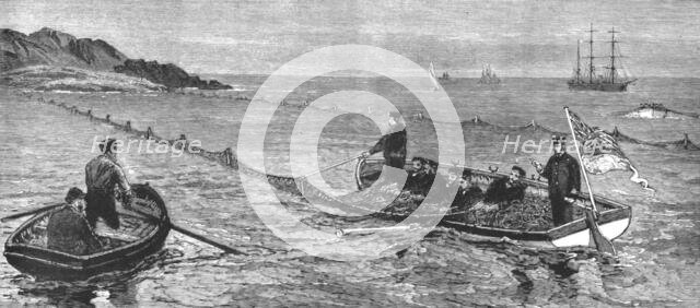 'The Newfoundland Fisheries Question - British Man-of- War removing and confiscating..., 1890. Creator: Unknown.