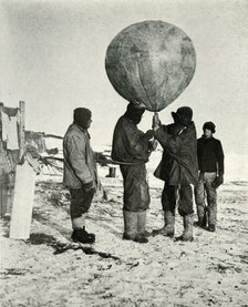 'Dr. Simpson Sending Up a Balloon', 1911, (1913). Artist: Herbert Ponting.