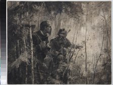 Nikolay Nekrasov with Gavrila Zakharov at hunting, 1955.