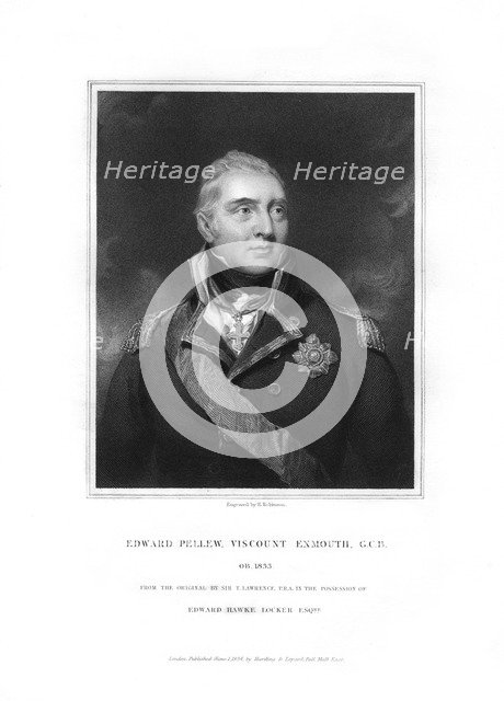 Edward Pellew, 1st Viscount Exmouth, British naval officer, (1834).Artist: H Robinson