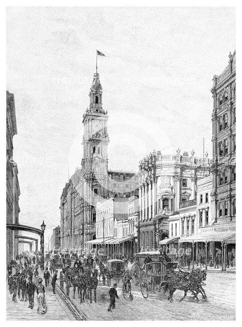Elizabeth Street, Melbourne, Victoria, Australia, 1886.Artist: W Mollier
