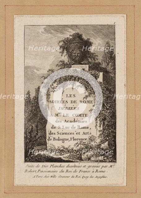 Plate One from Evenings in Rome, 1763/64. Creator: Hubert Robert.
