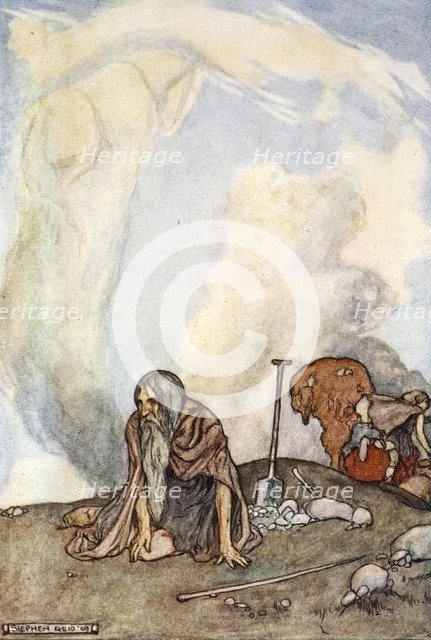 'The white steed had vanished from their eyes like a wreath of mist', c1910.  Artist: Stephen Reid