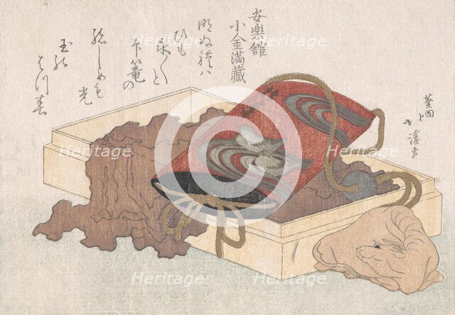 Lacquer Inro with Waterbirds and Ox-shaped Netsuke in a Box From the Spring Rain ..., probably 1817. Creator: Totoya Hokkei.