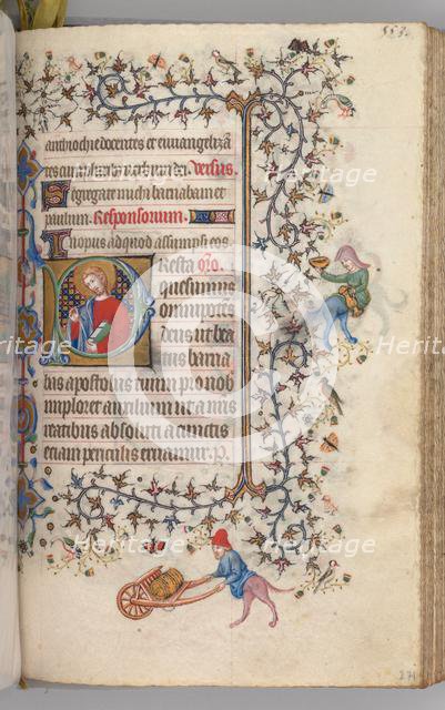 Hours of Charles the Noble, King of Navarre (1361-1425), , fol. 271r, St. Barnabus, c. 1405. Creator: Master of the Brussels Initials and Associates (French).