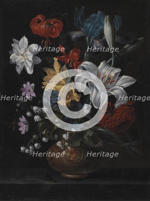 Stoneware Jar with Flowers;Stoneware Jar, 1626-1681. Creator: Jacob Marrel.