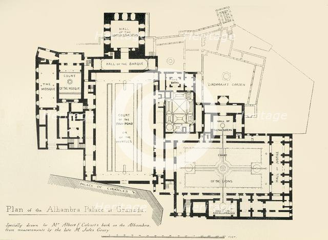 'Plan of the Alhambra Palace at Granada', 19th century, (1907). Creator: Unknown.