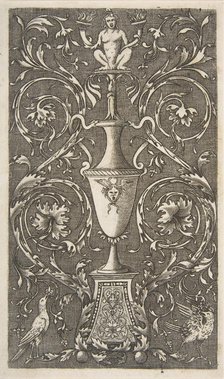 Grotesque with a vase, birds and acanthus scrolls, ca. 1515-1600. Creator: Unknown.