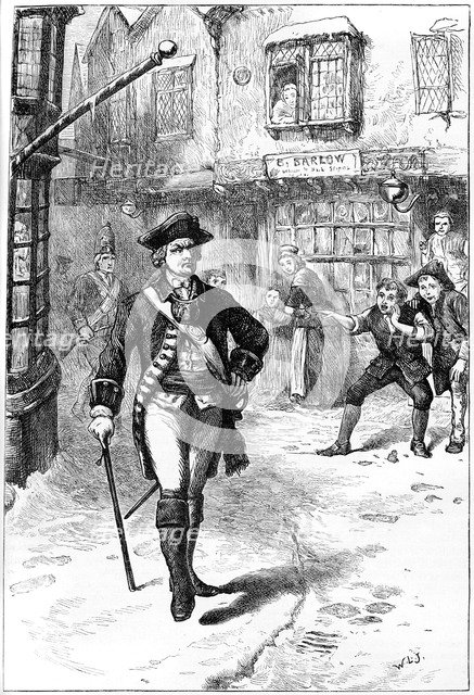 The officer and the barber's boy, 18th century (c1880). Artist: Unknown