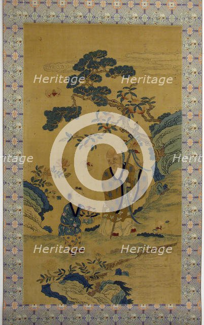 God of Longevity (Shoulao) and boy, 19th century. Creator: Unknown.