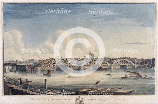 New London Bridge, London, 1827. Artist: G Yates