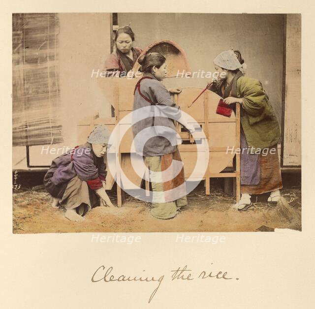 Cleaning the rice, about 1873-1883. Creator: Shinichi Suzuki I.