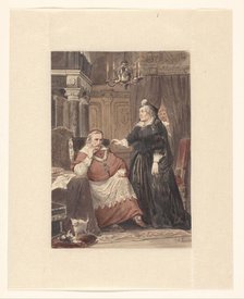 Two people in an interior, possibly Maria de Medici and Cardinal de Richelieu, 1833-1890. Creator: Johan Coenraad Leich.