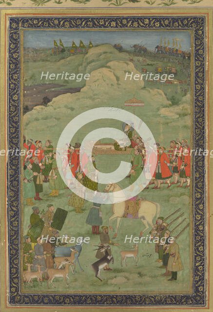 The Emperor Aurangzeb Carried on a Palanquin, ca. 1705-20. Creator: Bhavanidas.