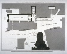 Plan of the public offices and buildings at Westminster, London, 1810.                               Artist: Anon