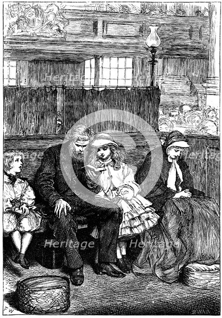 Family at Sunday chruch service in their Box Pew, London, 1862. Artist: Unknown