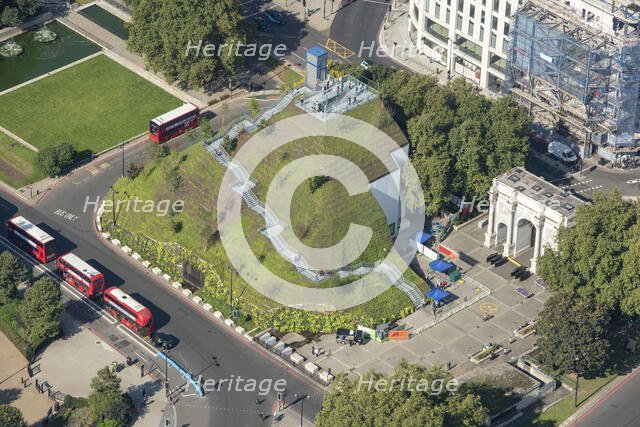 Marble Arch Mound, a temporary installation to offer views over Hyde Park, Westminster, London, 2021 Creator: Damian Grady.