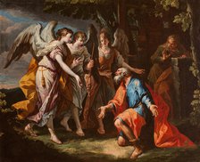 Abraham and the Angels, between 1735-1740. Creator: Gaspare Diziani.