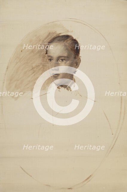 Portrait, probably the son of artist Thorald Jerichau, sketch, 1858-1861. Creator: Elisabeth Baumann.