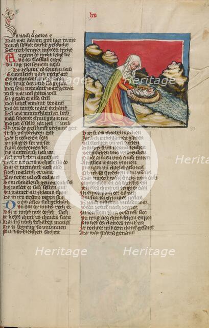 Moses Placed in the River; Weltchronik, about 1400-1410. Creator: Unknown.