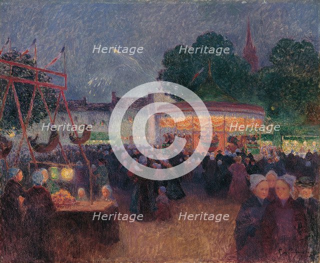 Night Fair at Saint-Pol-de-Léon, ca 1896. Artist: Puigaudeau, Ferdinand Loyen du (1864-1930)