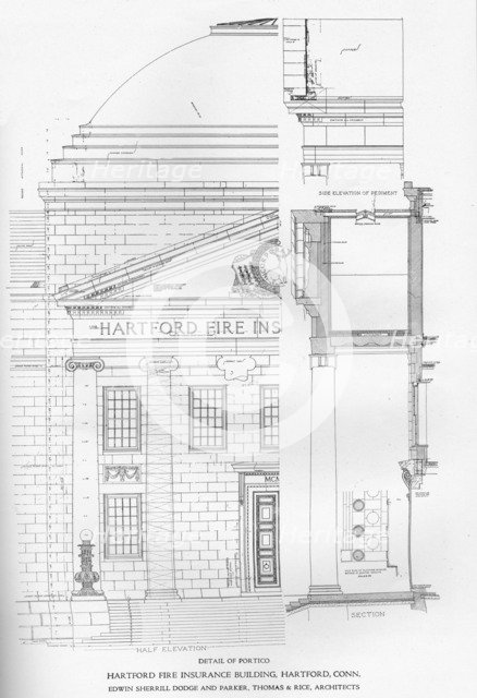 Detail of portico - Hartford Fire Insurance Building, Hartford, Connecticut, 1922. Artist: Edwin Sherrill Dodge and Parker, Thomas & Rice.