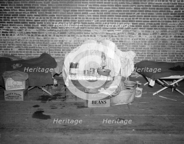 Household goods of a Negro flood refugee in the temporary infirmary, Forrest City, Arkansas, 1937. Creator: Walker Evans.