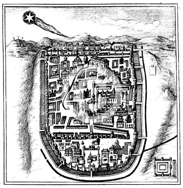 Comet of 66 AD (Halley) over Jerusalem, 1666. Artist: Unknown