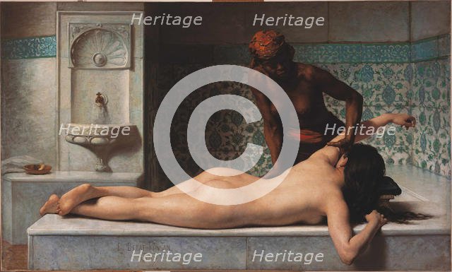 Massage, hammam scene, 1883. Creator: Debat-Ponsan, Édouard (1847-1913).