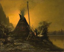 Night Scene of Indian Tipi, 1895. Creator: Benjamin Raborg.