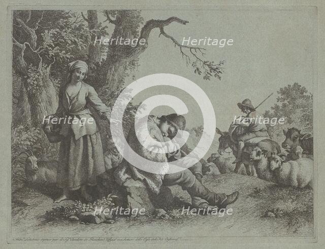 Sleeping Shepherd Boy and Woman with a Child, 1759/1782. Creator: Francesco Londonio.
