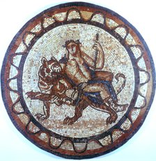 Bacchus, Ancient Roman god of Wine, riding on a tiger, Roman mosaic, 1st or 2nd century. Artist: Unknown