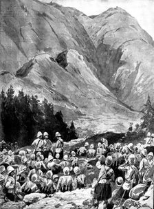 The Chitral Expedition: storming of the Malakand Pass by the Gordon Highlanders and Guides, 1895. Creator: George Meisenbach.