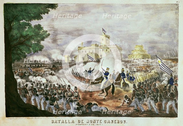 Battle of Monte Caseros 1852, lithograph.