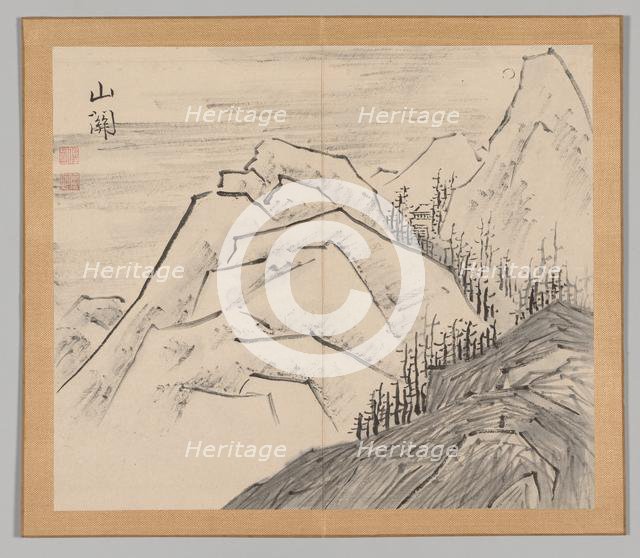 Double Album of Landscape Studies after Ikeno Taiga, Volume 1 (leaf 29), 18th century. Creator: Aoki Shukuya (Japanese, 1789).