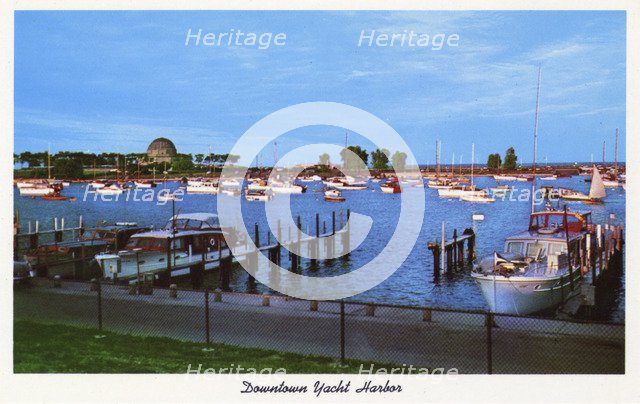 Chicago's downtown yacht harbour and lagoon, Illinois, USA, 1956. Artist: Unknown
