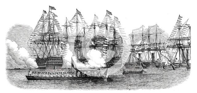 The French President Quitting the Squadron at Cherbourg, 1850. Creator: Unknown.