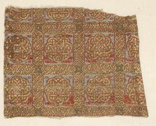 Fragment with stars in stacked squares, from a dalmatic of San Valero, 1200s. Creator: Unknown.