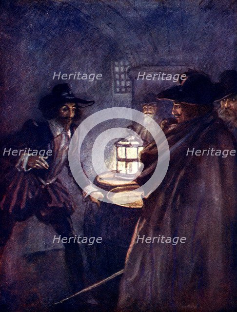 'Stern men with drawn swords closed in upon him', 1605, (1905).Artist: A S Forrest