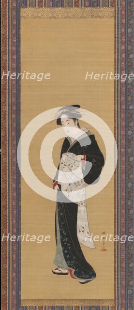 Woman in a Black Kimono, 1783-89. Creator: Shunsho.