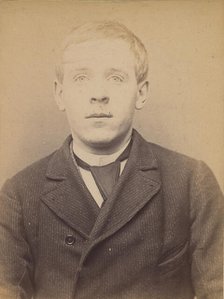 Bassille. Maurice, Eugène. 19 ans, né à Paris Ille. Portefeuilliste. Anarchiste. 9/3/94., 1894. Creator: Alphonse Bertillon.