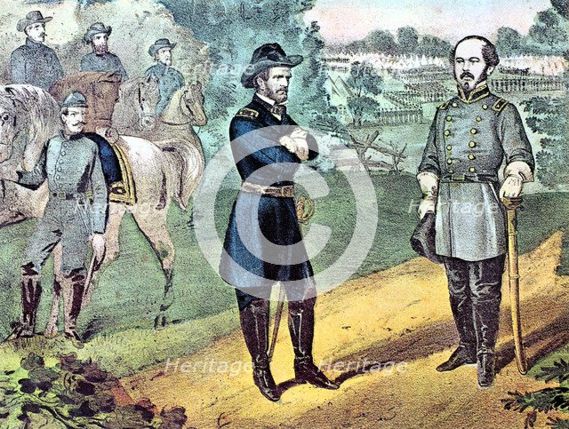 The surrender of Confederate forces in North Carolina, American Civil War, 1865. Artist: Currier and Ives