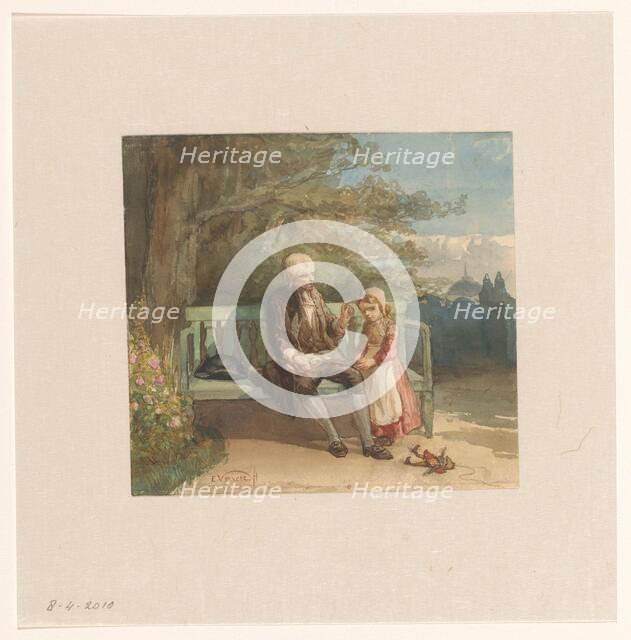 Man who reads to a small child, 1836-1900. Creator: Elchanon Verveer.