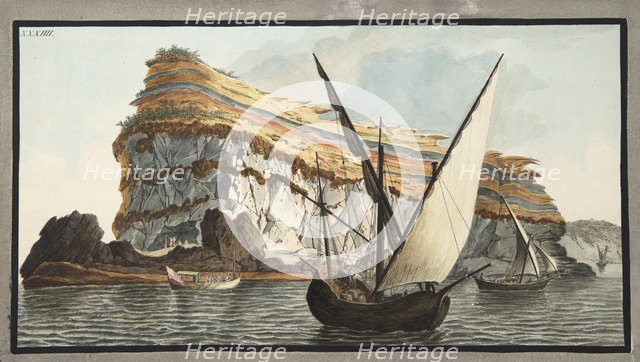 View from the sea of the promontory, Capo dell'Arco in the island of Ventotiene, 1776.
