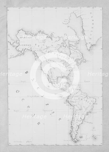 Map of the Western Hemisphere (from Sketchbook), 1851. Creator: James Abbott McNeill Whistler.
