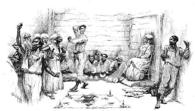 Hypnotic trance induced during Voodoo dance rites, Louisiana, USA, 1886. Artist: Unknown