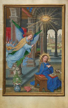 The Annunciation; Prayer Book of Cardinal Albrecht of Brandenburg, about 1525-1530. Creator: Simon Bening.