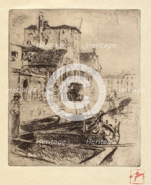 Barge on Venetian Canal, 1880-1886. Creator: Robert Frederick Blum.